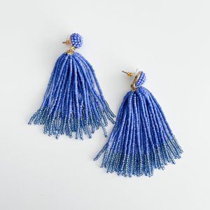 J. Crew Beaded Tassel Earrings (Blue)
